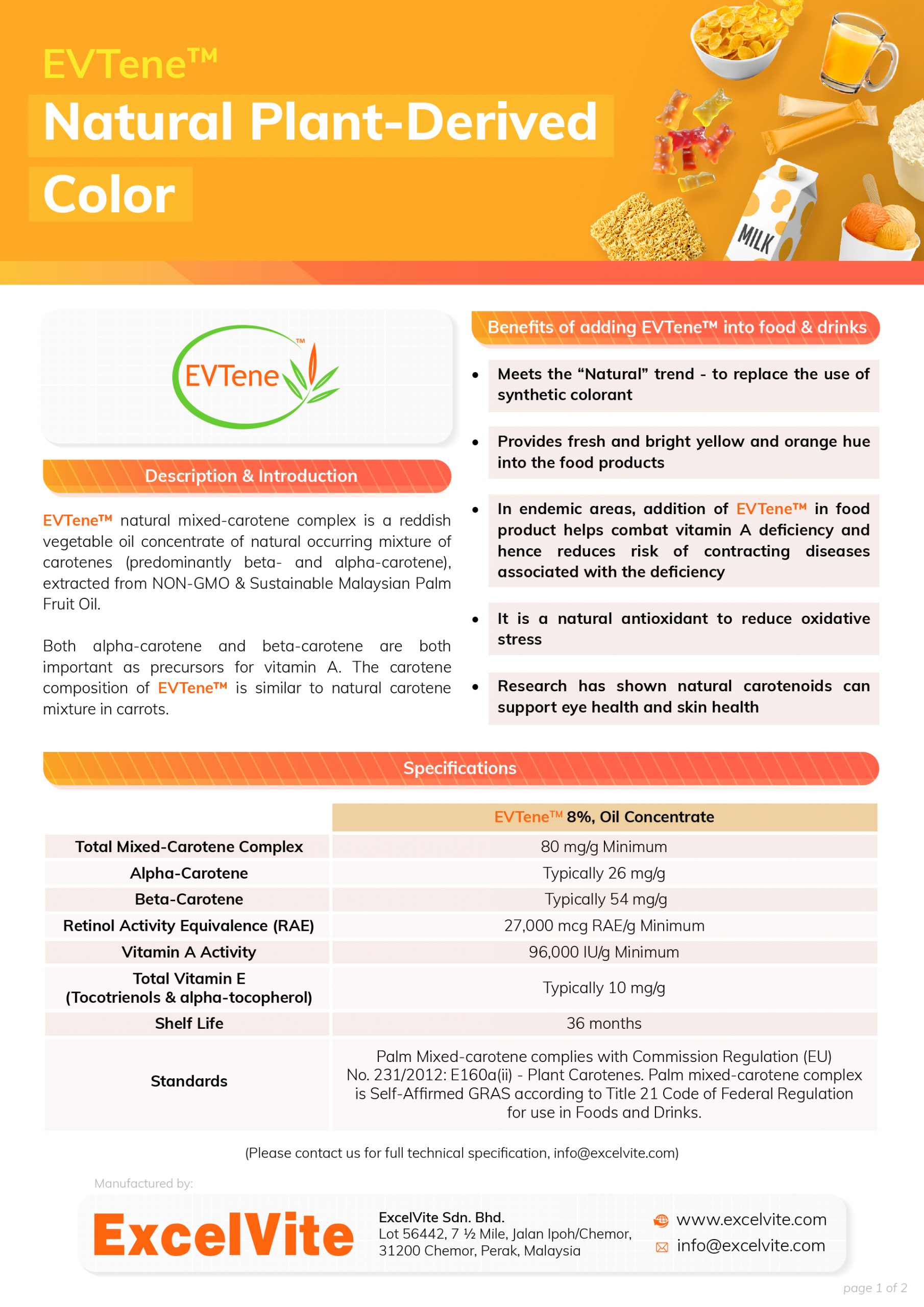 EVTene natural plant derived color for spread formulation